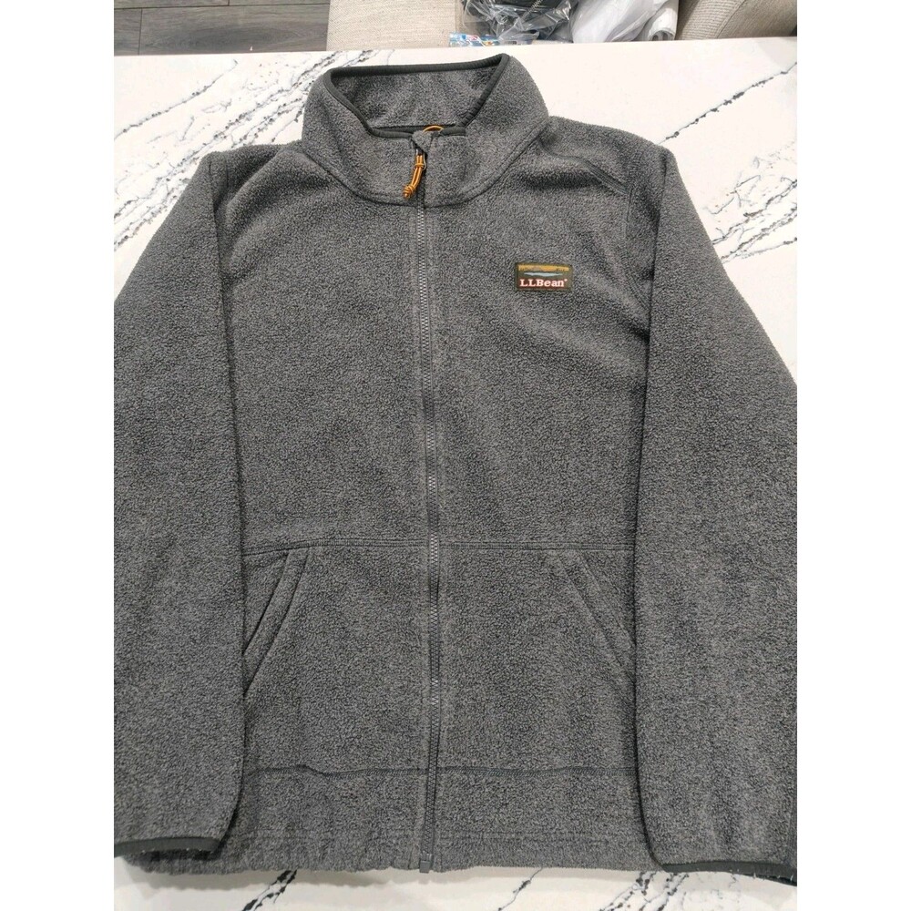 LL Bean Sweater Fleece Full Zip Jacket Grey Womens 1X Reg Polyester